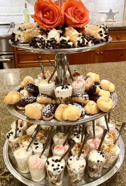 3 tier dessert tray with shots